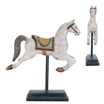 Pferdeskulpturen, Pferde Skulpturen, Reiter Deko, Karussellpferd auf Ständer, Pferde Deko