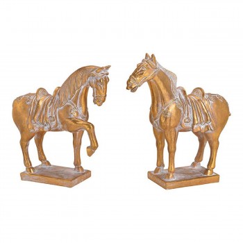 Set goldene Pferde Skulpturen