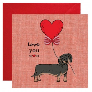 Dackelkarte zum Valentinskarte mit Dackelmotiv, Valentinskarte für DackelbesitzerInnen, Valentinskarte für Hundefreunde
