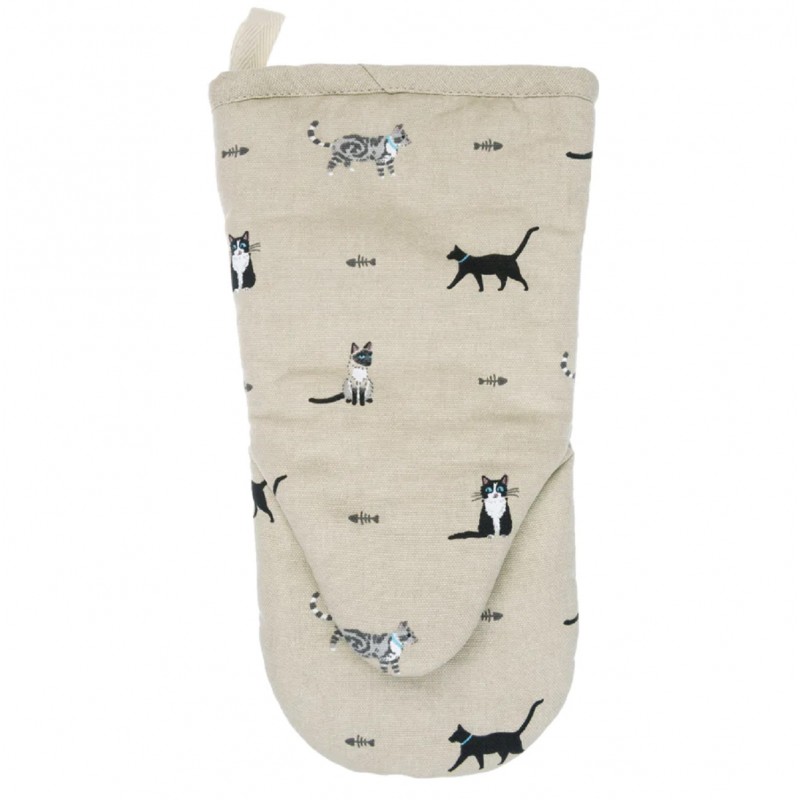 Katzen Ofenhandschuh von Sophie Allport, Designer Ofenhandschuh mit Katzenmotiv, Katzengeschenk für Katzenfans