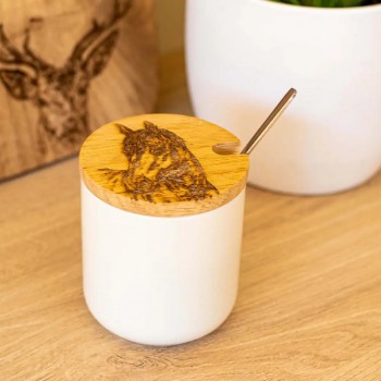 Pferde Tischdeko / Geschenkideen für ReiterInnen: Pferde Marmeladenglas für ReiterInnen / Marmeladendose Pferdemotiv