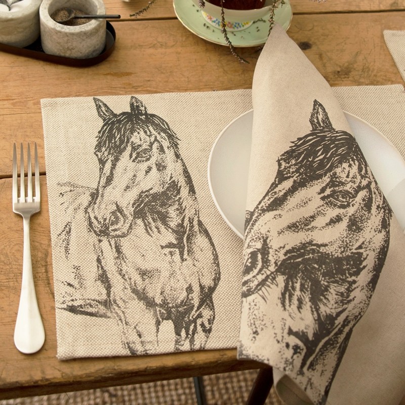 Pferde Tischläufer Leinen Tischläufer Pferdebilder Pferde Tischdecke für Reiter Leinendecke Pferdemotiv