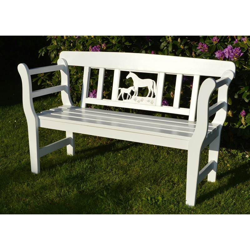 Gartenbank mit Pferdemotiven, individuell gestaltbar